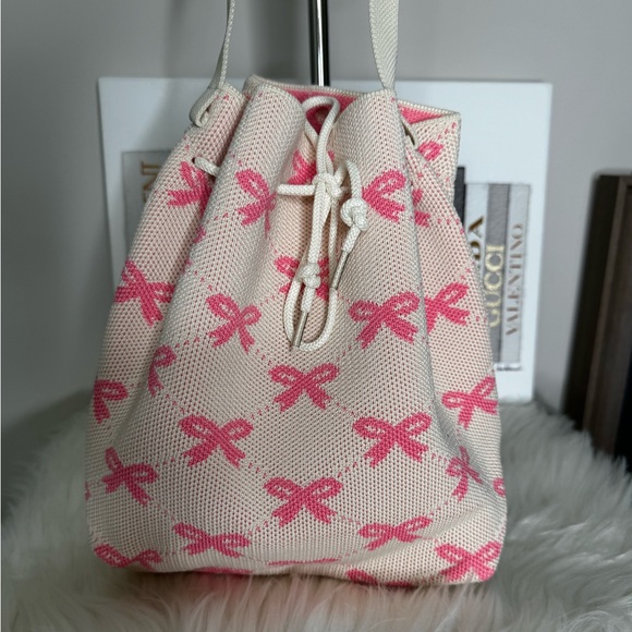 Handbags - Pink Bow Drawstring Crossbody Bag